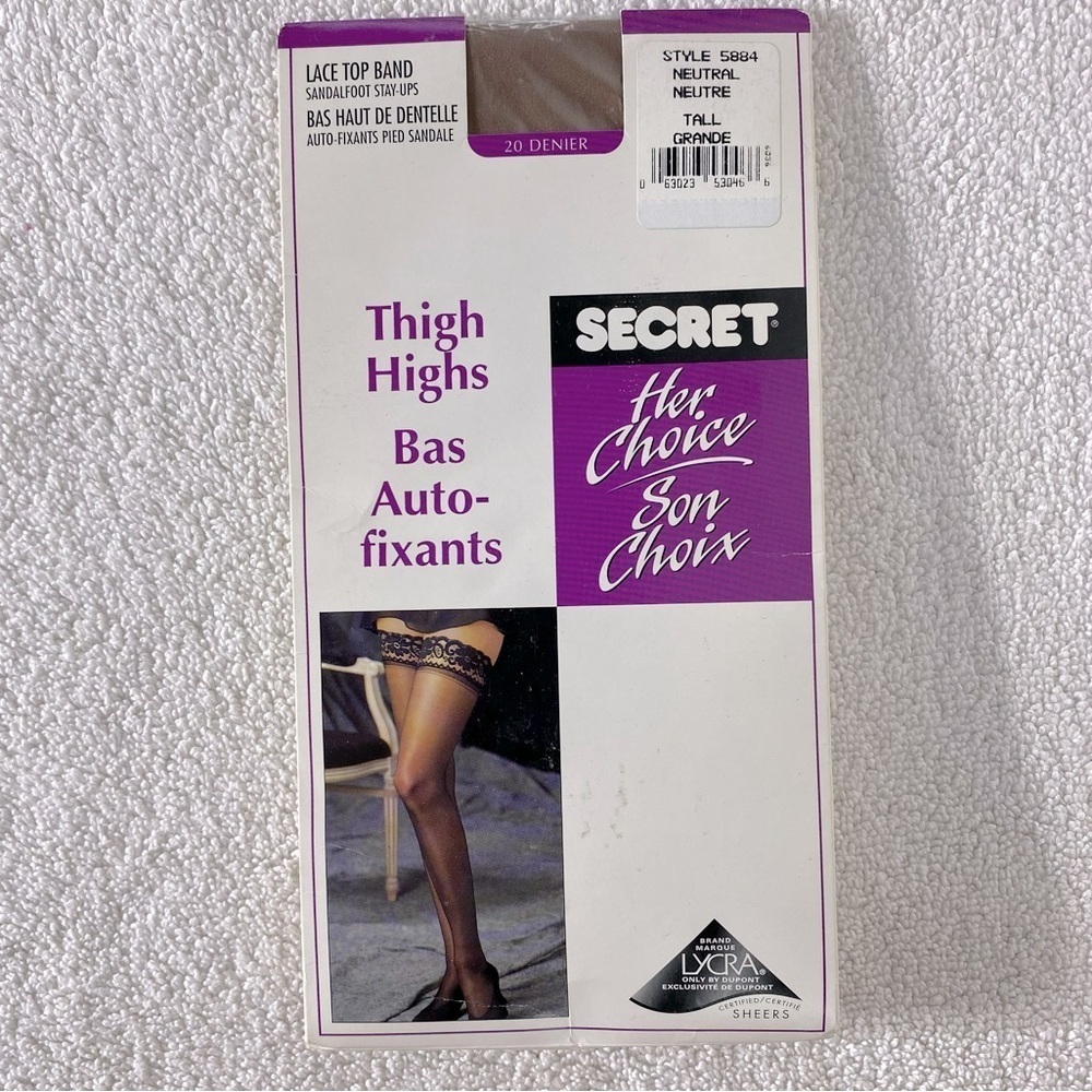 Vintage Secret Thigh Highs With Lace Top Band in Neutral Tall NWT